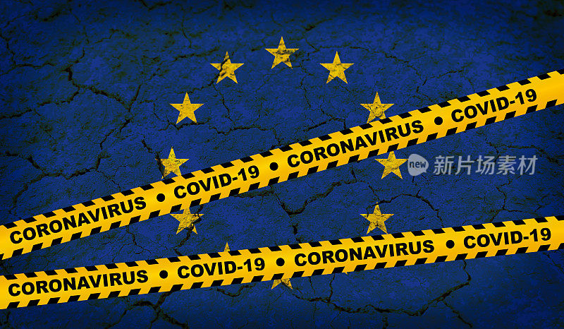 欧盟- Covid-19冠状病毒细胞发出黄色带危险信号